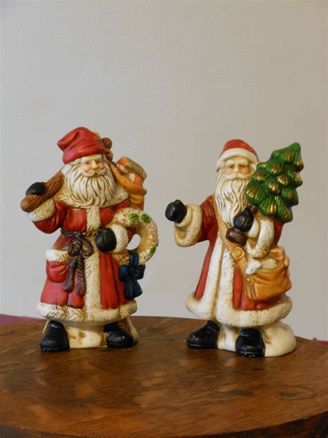 Enesco Vintage Traditional Santa Claus Ceramic Figurines