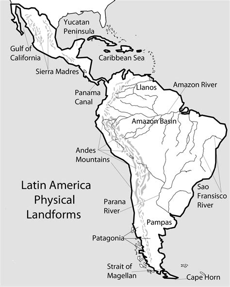 Blank Physical Map Of Latin America
