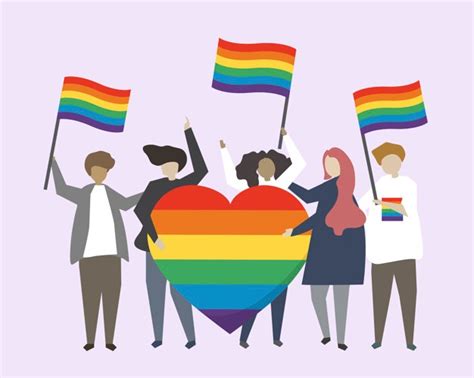 Free Vector People With Lgbtq Rainbow Flags Illustration