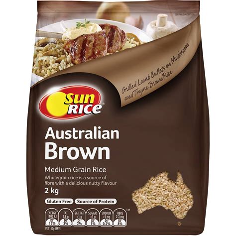 Sunrice Brown Rice Calrose Medium Grain 2kg Woolworths