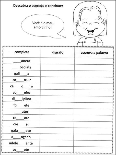 DÍgrafos Encontros Consonantais Atividades ExercÍcios Portal Escola