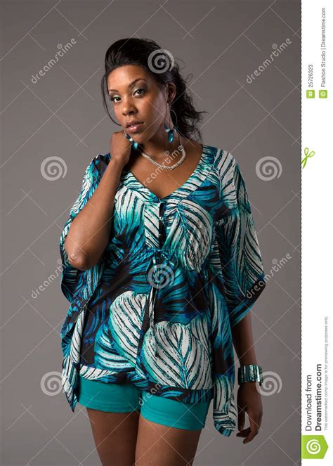 Plus Size Young African American Woman Portrait Stock