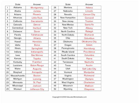 States And Capitals Matching Worksheet Luxury Printables States And