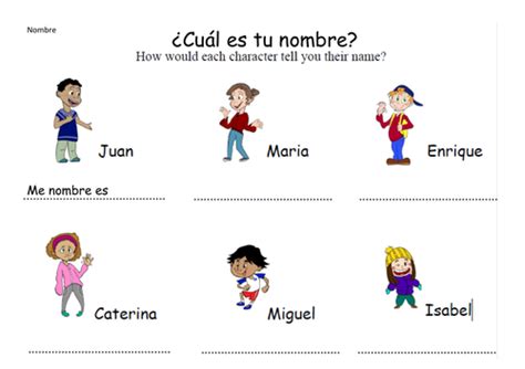 Cual Es Tu Nombre Teaching Resources