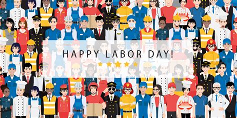 Colorful Cartoon Professional Worker Labor Day Design 1241698 Vector