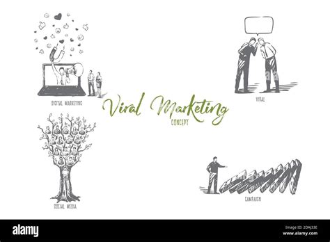 Viral And Digital Marketing Social Media Campaign Concept Sketch