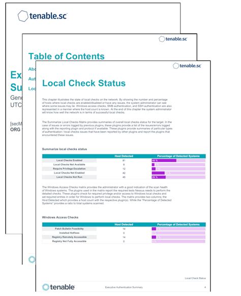 Executive Authentication Summary Report Sc Report Template Tenable