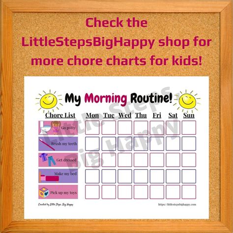 Printable Morning Routine Chart For Kids Chore List With