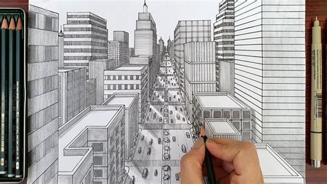 How To Draw A City In One Point Perspectivehow To Draw Buildings In