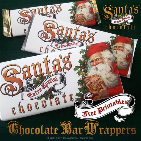 I made some christmas candy bar wrappers that take minutes to print and add. Free Santa Claus Christmas Candy Bar Wrappers | Party ...