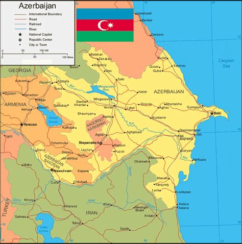 Gambar Peta Azerbaijan Lengkap Dengan Nama Kota Dan Batas Wilayah Tarunas