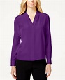 Lyst - Calvin Klein Silk Long-sleeve Blouse in Purple