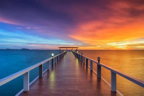 Wooden pier 4K Wallpaper, Sunset, Horizon, Resort, Dawn, Dusk, Vacation, Holidays, Phuket ...