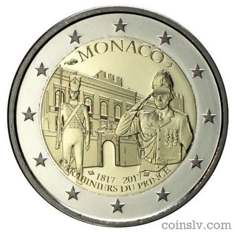 Commemorative 2 Euro Coin Monaco 2017 Carabiniers Du Prince