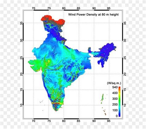 Wind Power Density Map Of India At 80 M Height 15 Wind Atlas Of