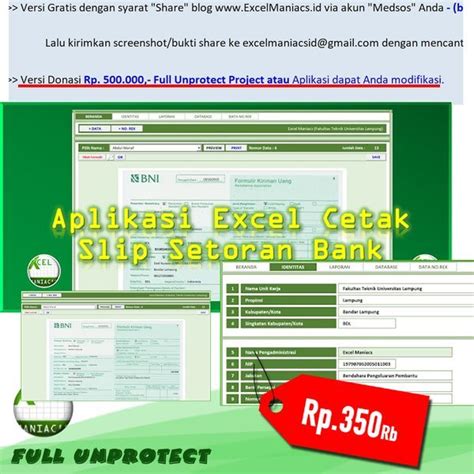 Jual Software Aplikasi Excel Cetak Slip Setoran Bank Unlock Sourcecode
