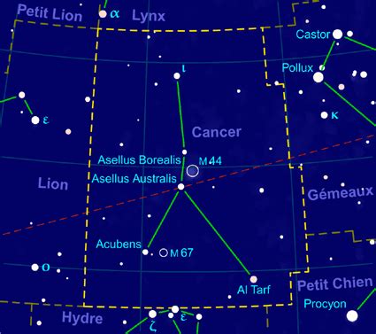 Cancer is a constellation which is part of the zodiac and is visible in both the northern and southern hemispheres. File:Cancer constellation map-fr.png - Wikimedia Commons
