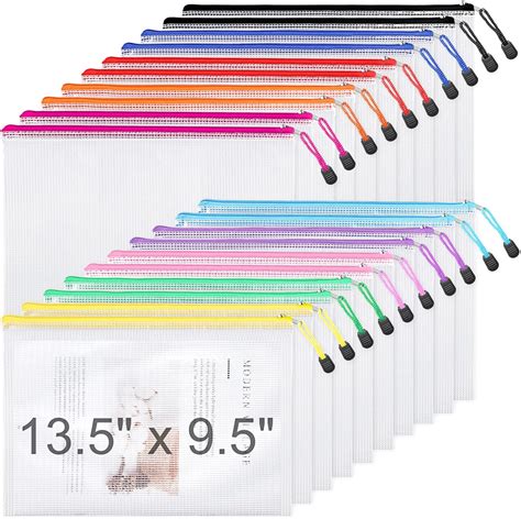 Buy Eoout 20pcs Mesh Zipper Pouch Zipper File Bags 10 Colors Puzzle