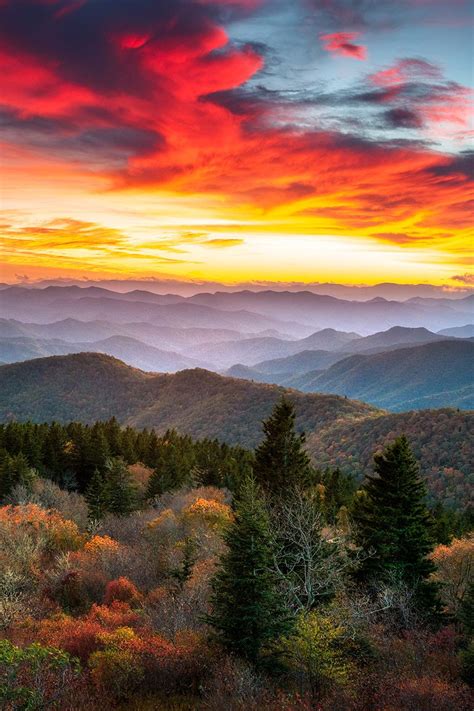 Appalachian Mountains North Carolina Blue Ridge Parkway Autumn Sunset
