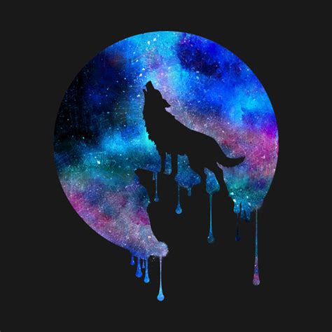 Howling Wolf Moon Space Galaxy Drips Hipster Trend T T
