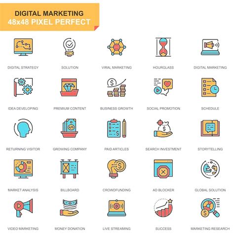 Premium Vector Flat Line Business And Marketing Icons Set