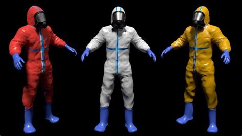 Hazmat Worker Protective Clothes Body Suit 3d Model 2