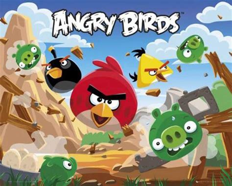 Mini Poster Angry Birds Destroy With Accessories Home