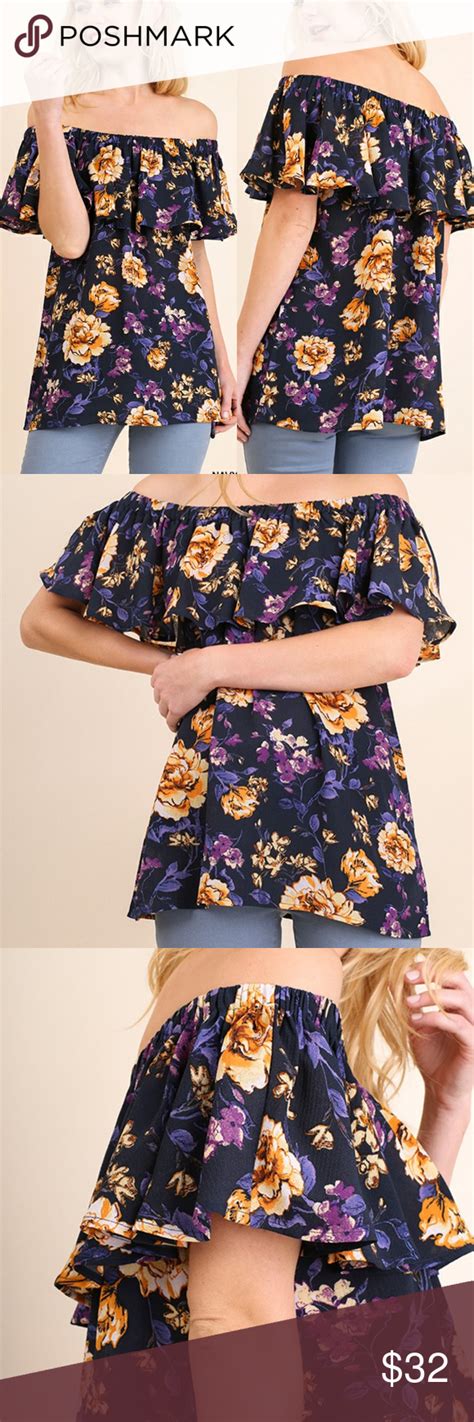 Umgee Off Shoulder Floral Ruffle Top Size S M L Floral Ruffle Top Ruffle Top Floral Ruffle