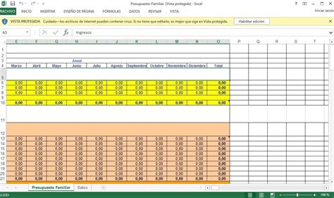 Calcular El Presupuesto Familiar Con Un Excel Creditoexney