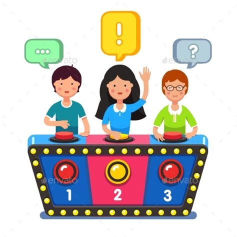 Kids Playing Quiz Game Answering Questions Kids Playing Quiz Clip Art
