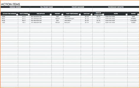 50 Meeting Action Items Tracker Excel Ufreeonline Template