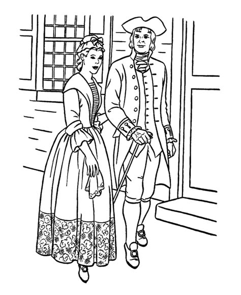 Usa Printables Early American Society Coloring Pages Early American Couple Early America