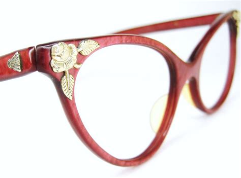 Vintage Red Eyeglasses Sunglasses Cat Eye 1950s 1960s Eyewear