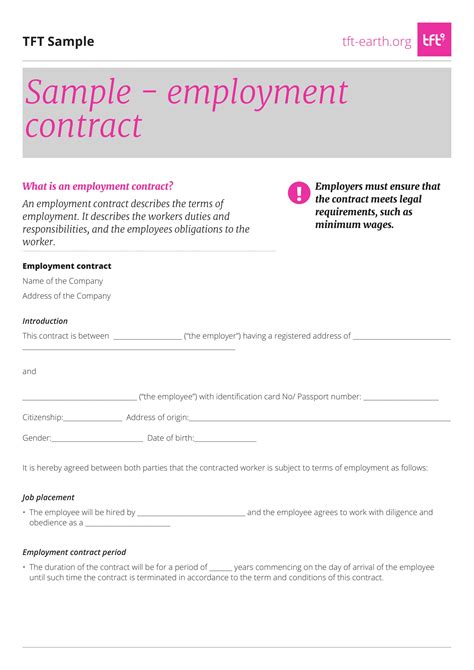 22 Examples Of Employment Contract Templates Word Employment Contract