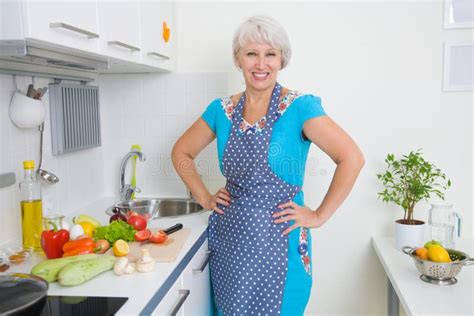 Mature Woman On The Kitchen Stock Photo Image Of Female Indoors