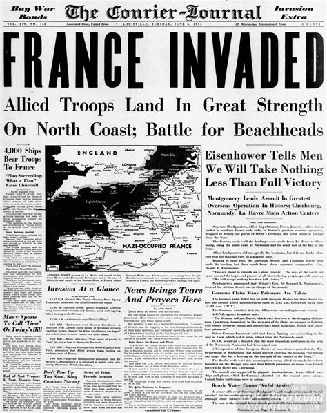 Wwii Newspaper Headlines From The D Day Invasion Of France 1944