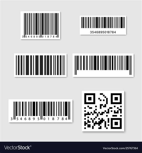 Set Realistic Barcode Sticker Bar Code Sticker Vector Image