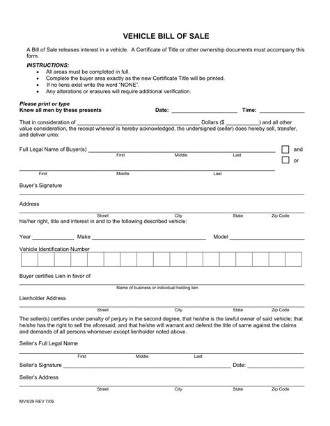 Free Fillable Vehicle Bill Of Sale Form ⇒ Pdf Templates