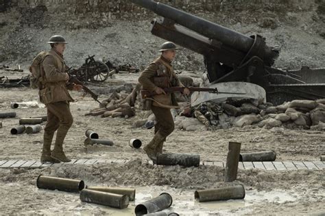 This means the films have confirmed release dates; "1917" movie still, 2019. L to R: George MacKay, Dean ...