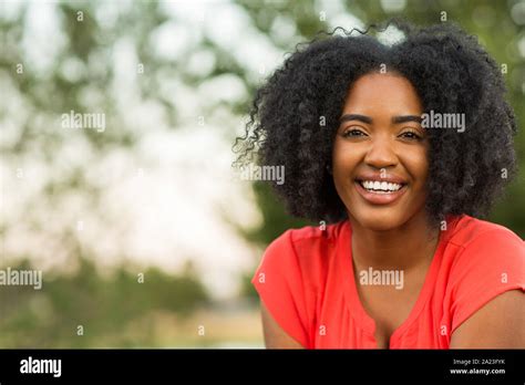 Happy Confident African American Woman Smiling Outside Stock Photo Alamy