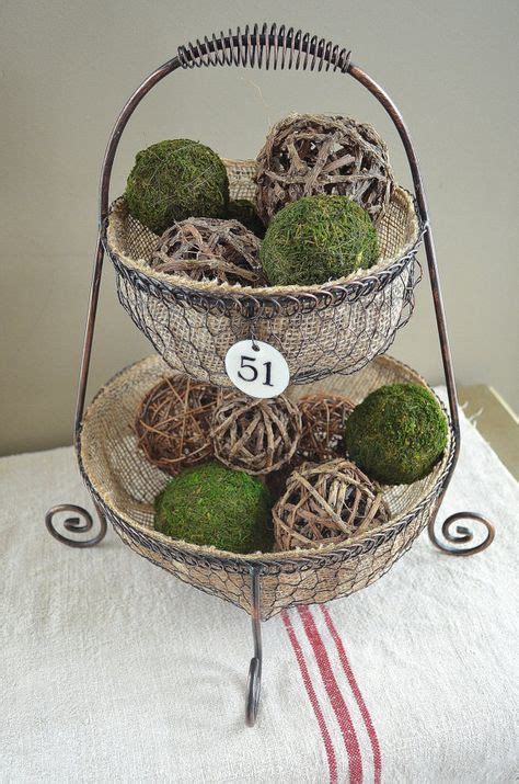 Two Tier Metal Chicken Wire Basket With Burlap By Aupetitmarket 4900