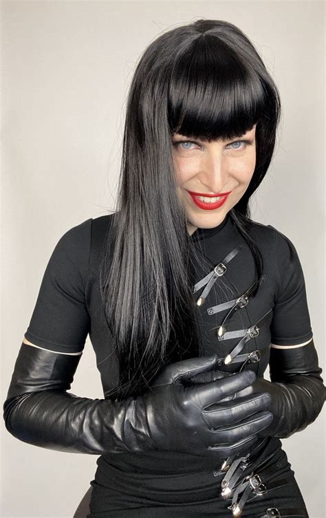 Tessa Gemini In Black Leather Opera Gloves And Blackmilkclothing