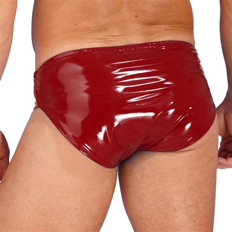 Mens Lingerie Wet Look Patent Leather Briefs Underwear Club Pole