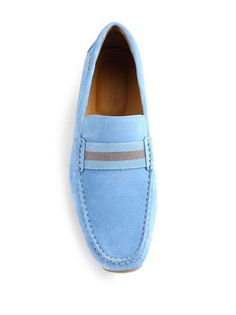 Bally Pearce Suede Drivers In Light Blue Blue For Men Lyst