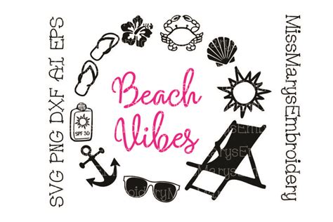 Beach Vibes Monogram SVG Cutting File PNG DXF AI EPS