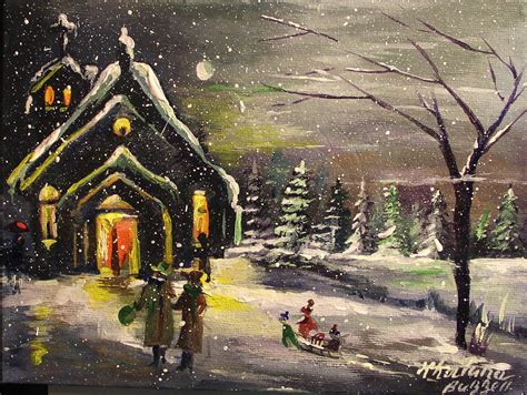 Winter Snow Church Painting By Khatuna Buzzell