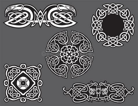Abstract Decorative Celtic Irish Knot Tattoo Flash Set Stock Vector