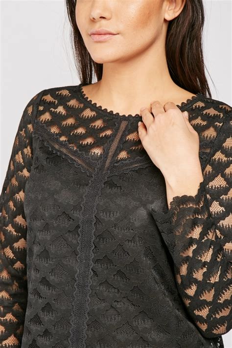 Layered Lace Scallop Top White Or Black Just 7