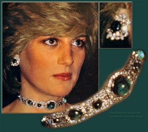 Princess Diana Wearing Her Emerald And Diamond Choker And Earrings Made