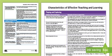 Eyfs Characteristics Of Effective Teaching And Learning New Eyfs 2021